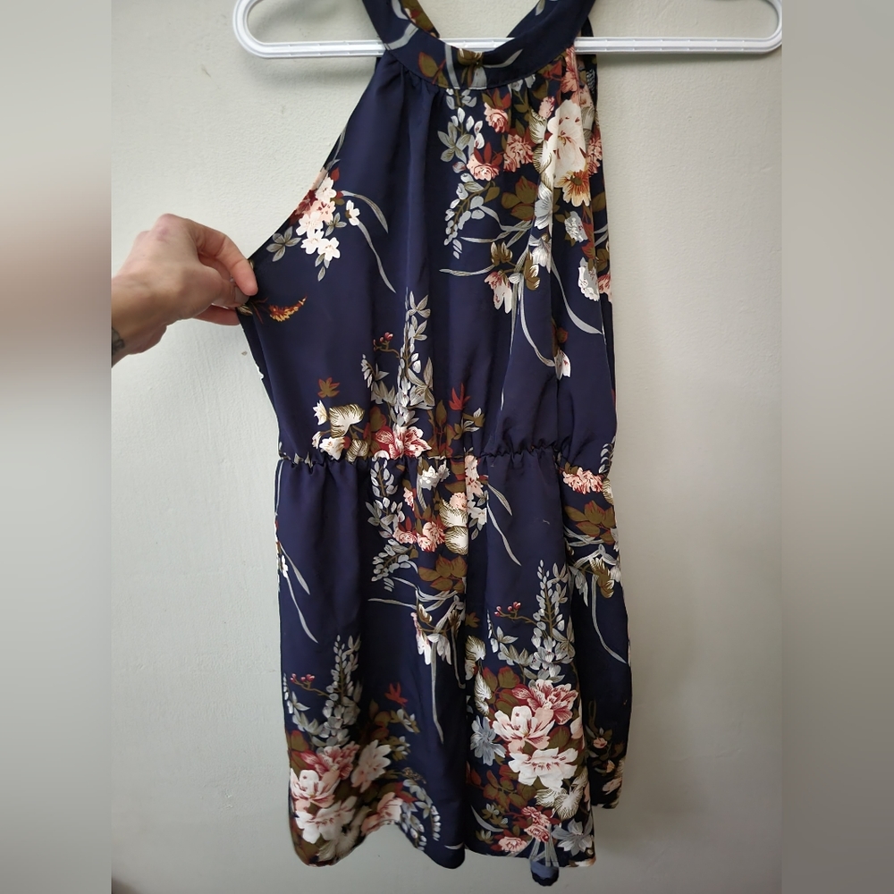 Blue and pink flower romper